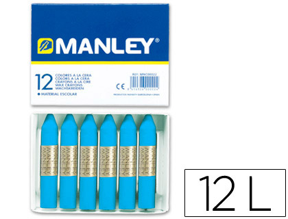 12 lápices cera blanda Manley unicolor azul cobalto nº 20